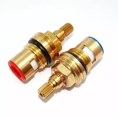 Replacement Brass Ceramic Disc Tap Valves Cc7 Quarter Turn Gland Insert Pair • £13.96