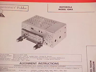 1960 Motorola Am Radio Service Manual Model 10mx Chevrolet Ford Chrysler Dodge  • $12.99