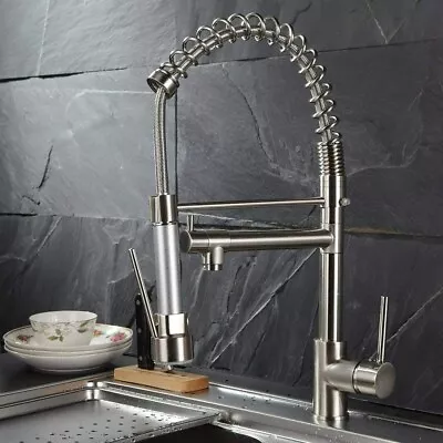 Kitchen Sink Faucet Swivel Single Handle Pull Down Sprayer Mixer Tap Brushed Tap • $35.59