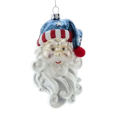 Santa Claus Christmas Patriotic Ornament 5.5  Glass Vintage Inspired Kurt Adler • $14.99