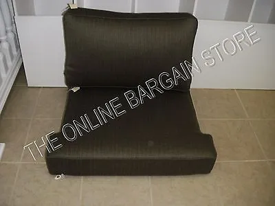 Frontgate Cassara Teak Sofa Replacement CHAIR Cushion SUNBRELLA Boss Tweed Black • $119.99