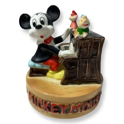 Vintage Walt Disney Mickey Mouse Playing Piano Rotating Music Box Made In Japan • $30