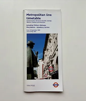 London Underground Metropolitan Line Timetable 2000/2001 Including Chiltern • £3.50