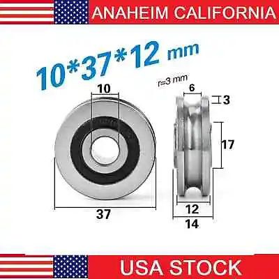 10mm Bore Sealed U Groove Track Roller Pulley Bearing 10x37x12mm • $19.95