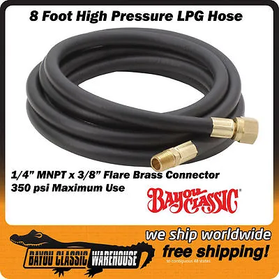 Natural Gas Propane 8' Flex Hose 1/4 MNPT X 3/8  Flare Replacement Or Extension • $29.88