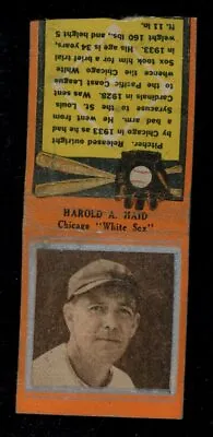 1936 Diamond Matchbooks Baseball Harold Haid White Sox No Striker LOOK! SV • $8