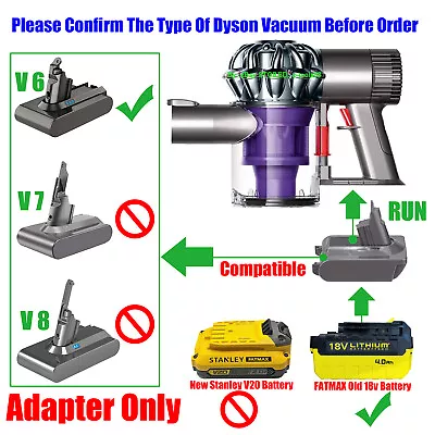 1x Adapter For Stanley FATMAX Old Style 18v Li-Ion Batteries To Dyson V6 Vacuum • $32.99