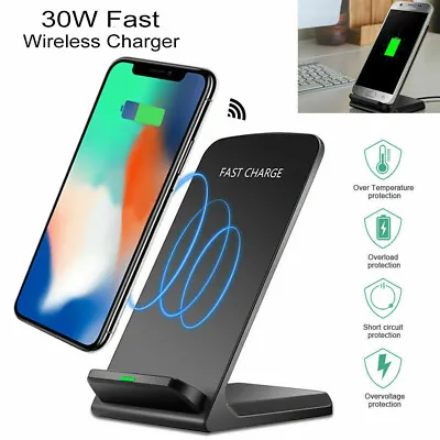 30W Qi Fast Wireless Charger Stand Dock Fr Apple IPhone 11 12 13 14 Pro Max Mini • £11.99