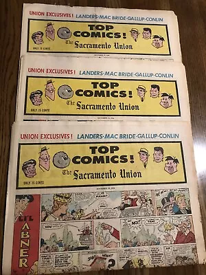 Sacramento Union Sunday Comics Lot Of 3 1964 Disney Flintstones Akwas • $23.99