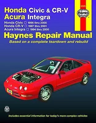 Acura Integra Honda Civic Cr-V Shop Service Repair Manual Book • $37.50