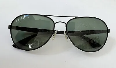 $80 • Buy Ray Ban RB3549 Aviator Sunglasses Black Frame And Green Lens Polarized 006/9A