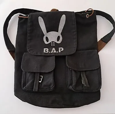 B A.P. KPOP Black Canvas Bookbag Vintage Multiple Pockets Lined Adjustable Strap • $35.99