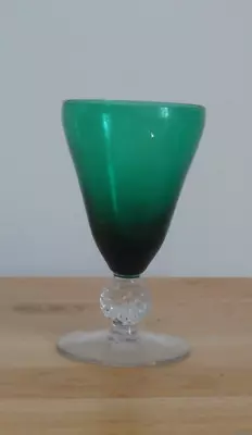 Morgantown Glass Old English Emerald Green 4 5/8  Low 3 Oz. Wine Goblet • $12.99