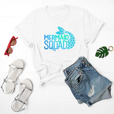 Mermaid Squad Womens T-shirt Baggy Fit Short Sleeve Slogan T-shirt • £9.99