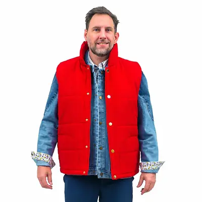 Marty McFly Denim Shirt And Red Puffy Vest Halloween Costume Cosplay • $59.95