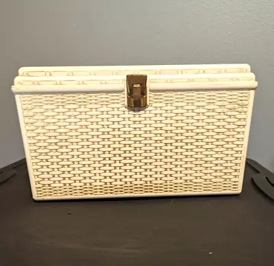 Vintage Wilson Wil-Hold Plastic Wicker Sewing Box With 2 Trays And Bobbin Case • $32