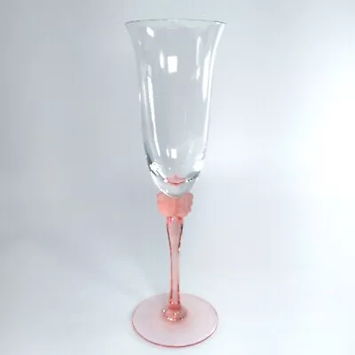 Mikasa Mariposa Pink Blush Glass Champagne Flute Pink Stem Clear Bowl For One • $16