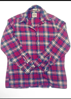 VTG Saugatuck Flannel Mens L Red Buffalo Plaid Lumberjack Button Down Heavy Size • $14.98