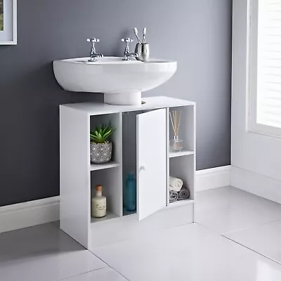 Under Sink Storage Cabinet Bathroom Unit Free Standing Furniture MDF Wood • £43.50