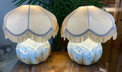 £69.99 • Buy Pair Of Vintage Victorian Style 15  Ceramic Artichoke Globe Bedside Table Lamps
