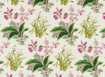 £99.99 • Buy SANDERSON CURTAIN FABRIC DESIGN  Enys Garden 2.9 METRES ROSE/LEAF COTTON BLEND