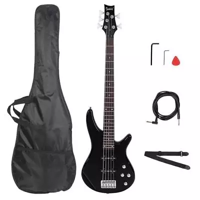 GIB Five String Single Single Pickup Black IB Bass With A Top Quality • $95.68