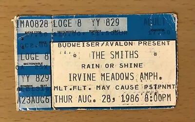 1986 The Smiths The Queen Is Dead Tour Irvine Ca Concert Ticket Stub Morrissey • $124.99