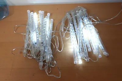 2 Sets Of Cool White LED Christmas Icicle Lights 10 Rods Per Set - Good Cond • £8.50