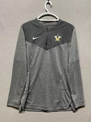 Vanderbilt Commodores Jacket Mens Medium Grey On Field 1/4 Zip Team Issued Nike • $29.88