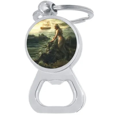 Mermaid Ship Bottle Opener Keychain - Metal Beer Bar Tool Key Ring • $15.88