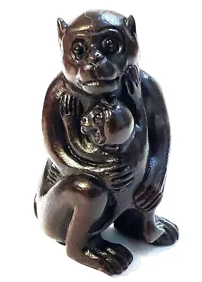 £29.99 • Buy M8229 - 20 Years Old 2  Hand Carved Ebony Ironwood Netsuke Figurine - Monkeys