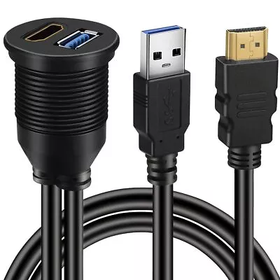 Micro HDMI Male To HDMI Female & Type C 3.0 Male To Female Car Flush Mount Cable • $14.89