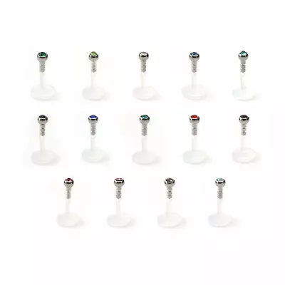 £1.99 • Buy Labret Bioflex PTFE Bioplast Labret Bar Monroe Lip Nose Stud Push Fit WITH GEMS