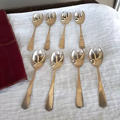 Antique Set Of Eight Sterling Silver Ice Cream Forks/Spoons By J.S. Co. • $175