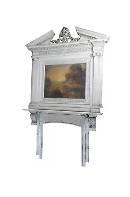 Monumental Antique Neoclassical European Marble Overmantel Fireplace Mantel 142  • $28000