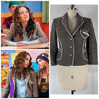 ASO Hannah Montana Miley Cyrus Houndstooth Blazer Jacket 3/4 Sleeve Y2K Vintage • $140