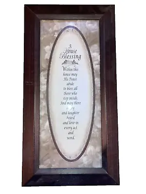 A House Blessing God Bless This Home Sign Picture Frame 9x17 Inch Dark Wood • $11.99