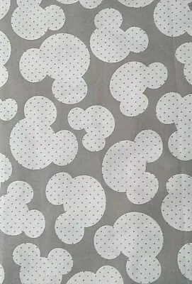 100% Cotton White Grey Mickey Mouse Fat Quarter 50 X 80  Fabric • £17.25