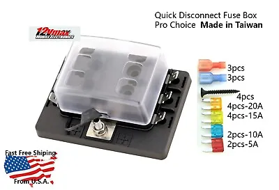 6 Way Circuit Car Boat Blade Mini ATC ATO Fuse Block Fuse Box Holder 12V/24V DC  • $13.99