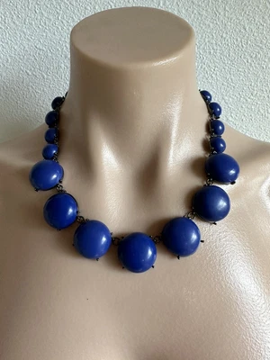 $17 • Buy Talbots Blue Bubble Faceted Resin Beaded Chunky Statement Necklace