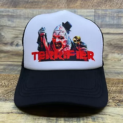 Terrifier Mens Trucker Hat Black Snapback Art The Clown Horror Movie Ball Cap • $19.99