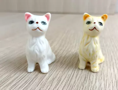 Vintage Porcelain Pair Of Cats 2  / 50mm Tall Hand Painted Good Condition • $10.50