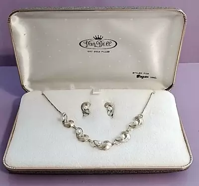 Van Dell 12kt Gold Filled Pearl Necklace & Earrings - Vintage Jewelry Set #C080 • $52.25