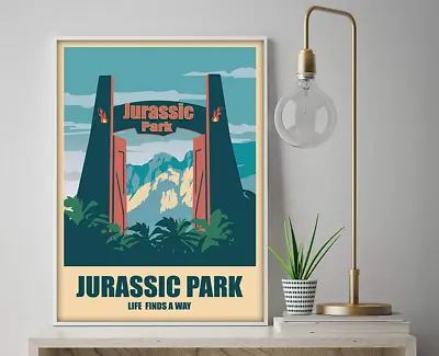 Vintage Jurassic Park Life Finds A Way Art Dinosaur Movie Wall Poster Unframed • £20.89