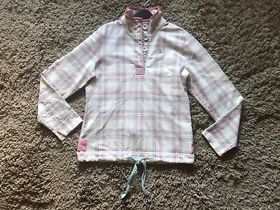 £15 • Buy Joules Cream Pastel Check 1/4 Button Up Soft Jersey Top 10 Ex/Condition 