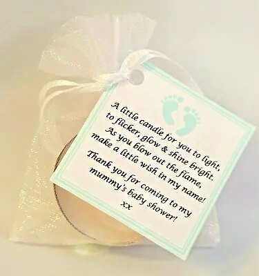 10 X Baby Shower Scented Candle Favours Unisex Mint Green Gift Box  • £5.65