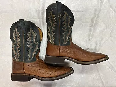 Tony Lama Mens 13 Tan Leather Smooth Quill Ostrich Cowboy Boots TL-9077 • $75