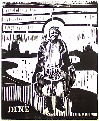 T.C. CANNON 'Diné' Original Uncirculated Linocut Hand Signed With COA Very Rare • $10200