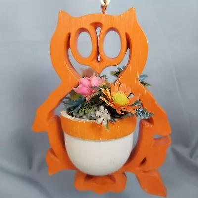 Vintage Owl Hanging Faux Plant Flower Holder Cottagecore Kitschy 60s 70s Retro * • $22.25