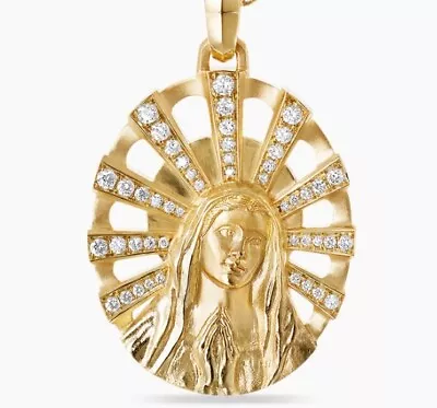 David Yurman Madonna Amulet  Pendant Charm 18K Yellow Gold With Diamonds 29mm  • $1999.95
